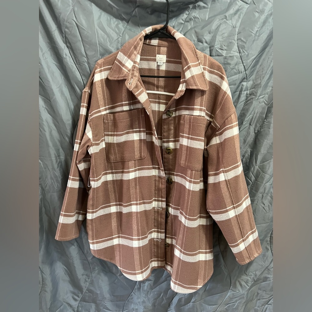 Plaid Button Down Wool Jacket - image 1